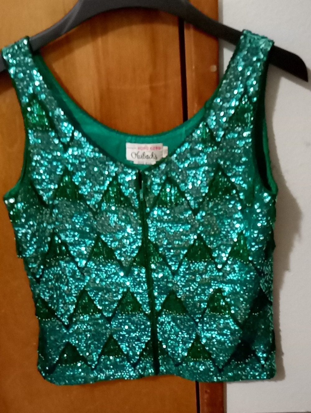 Vintage Teal Sequin Top